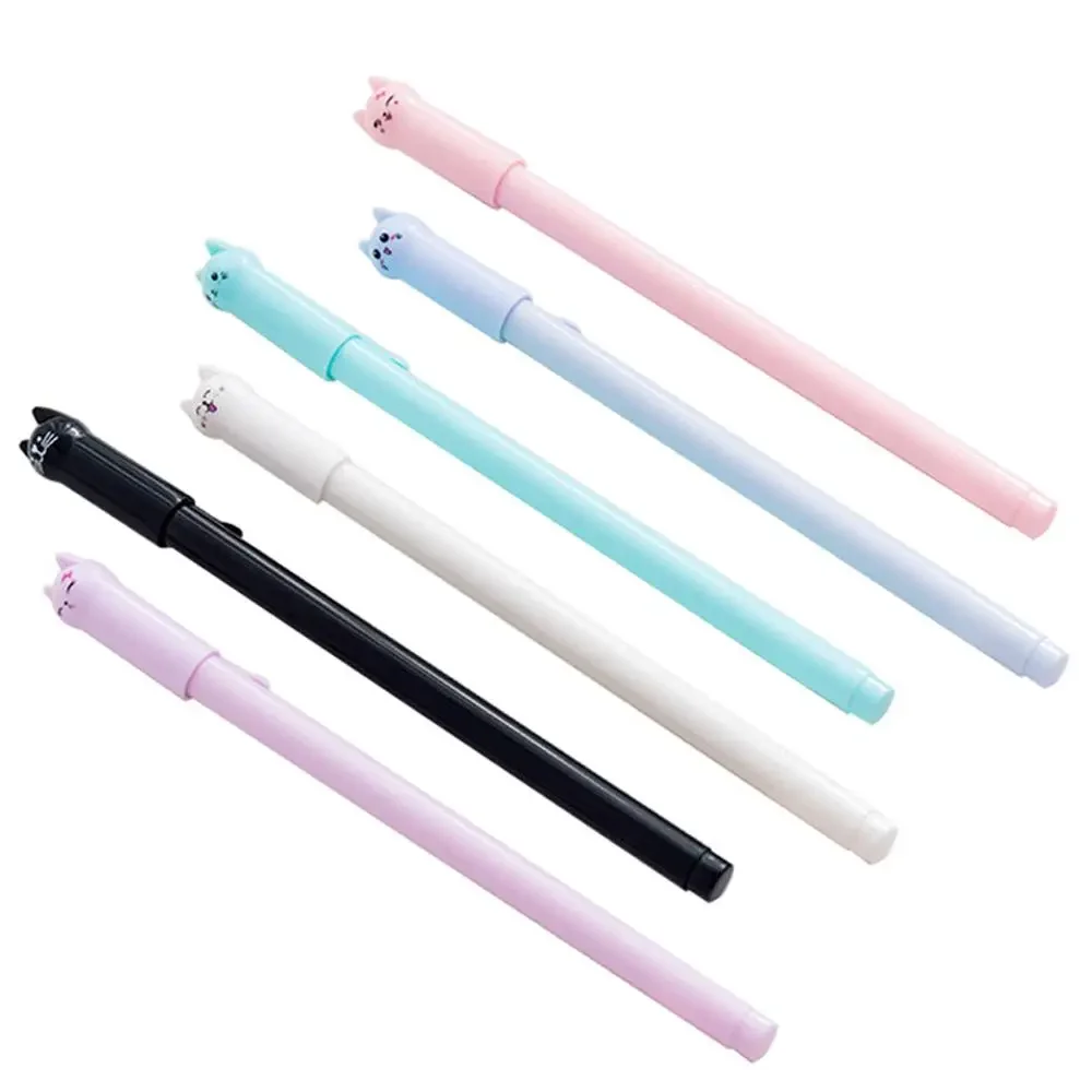 Korean Cute Cartoon Cat Expression Gel Pen 0.5mm Black Ink Quick Dry Student Homework Test Neutral Pen Kawaii Stationery