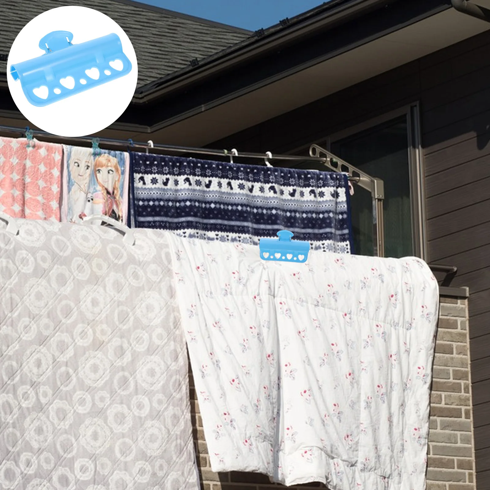 

2Pcs Quilt Fixing Clips Windproof Clothespins with Large Clamping Space for Laundry Multifunctional Utility