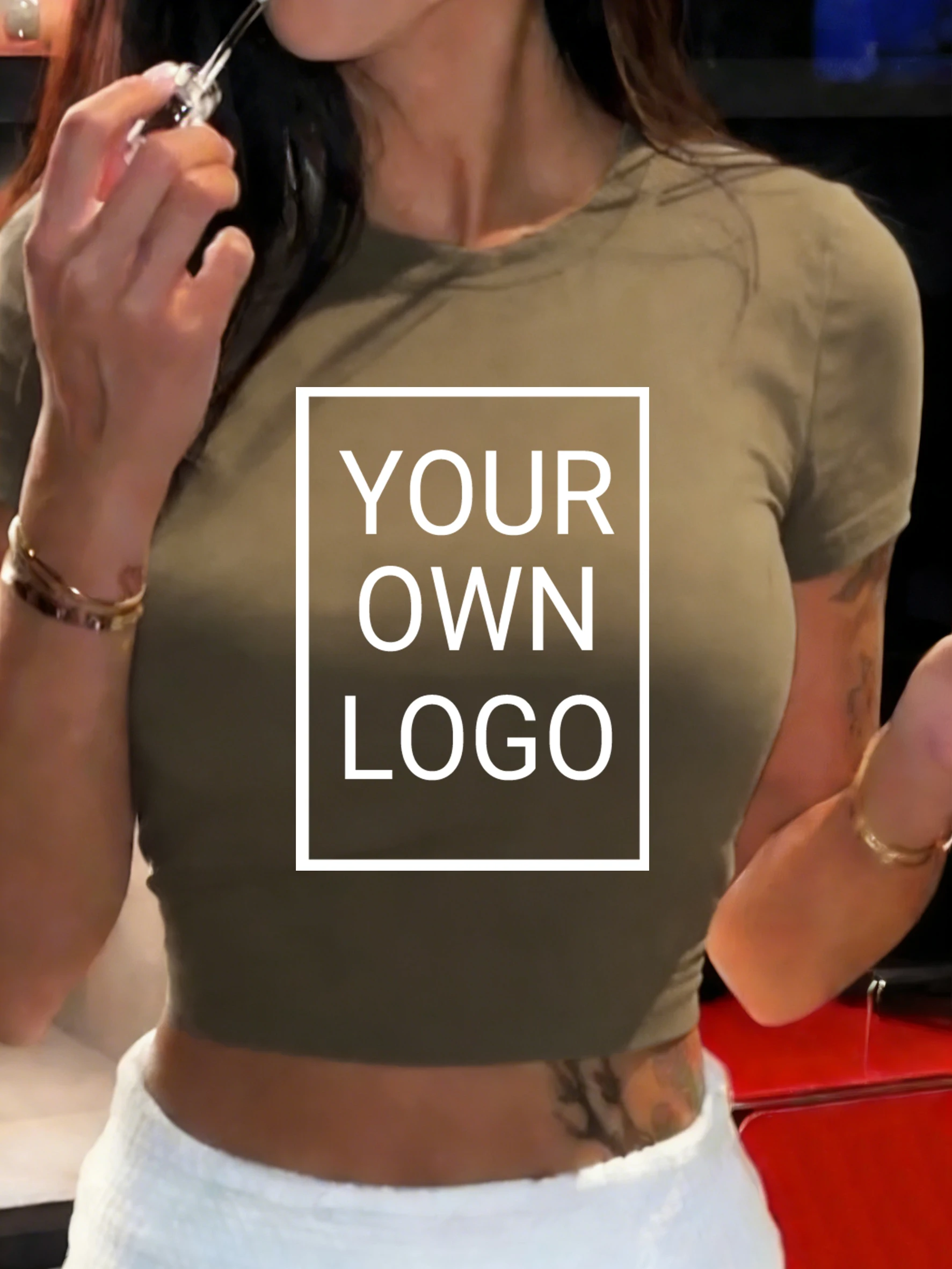 قمصان نسائية صيفية قطنية قابلة للتخصيص بشعار وصورة مخصصة، قميص رياضي نحيف وقابل للتنفس بأكمام قصيرة وياقة دائرية لليوغا والرياضة