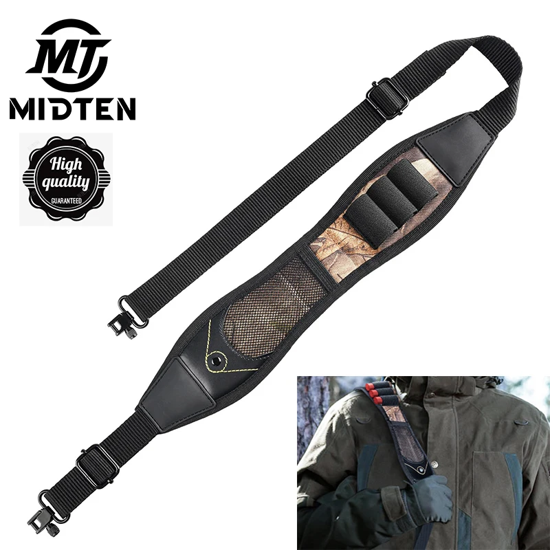 MidTen Shotgun Sling Two Point Sling Adjustable Length with Removable Swivels and Spare Pocket, Anti-Slip Neoprene Shoulder Pad