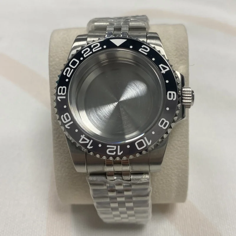 Accessories for NH35 Modification for Green GMT Stainless Steel Case + 5 Bead Fine-tunable Strap + Ceramic Ring Kit, Sapphire