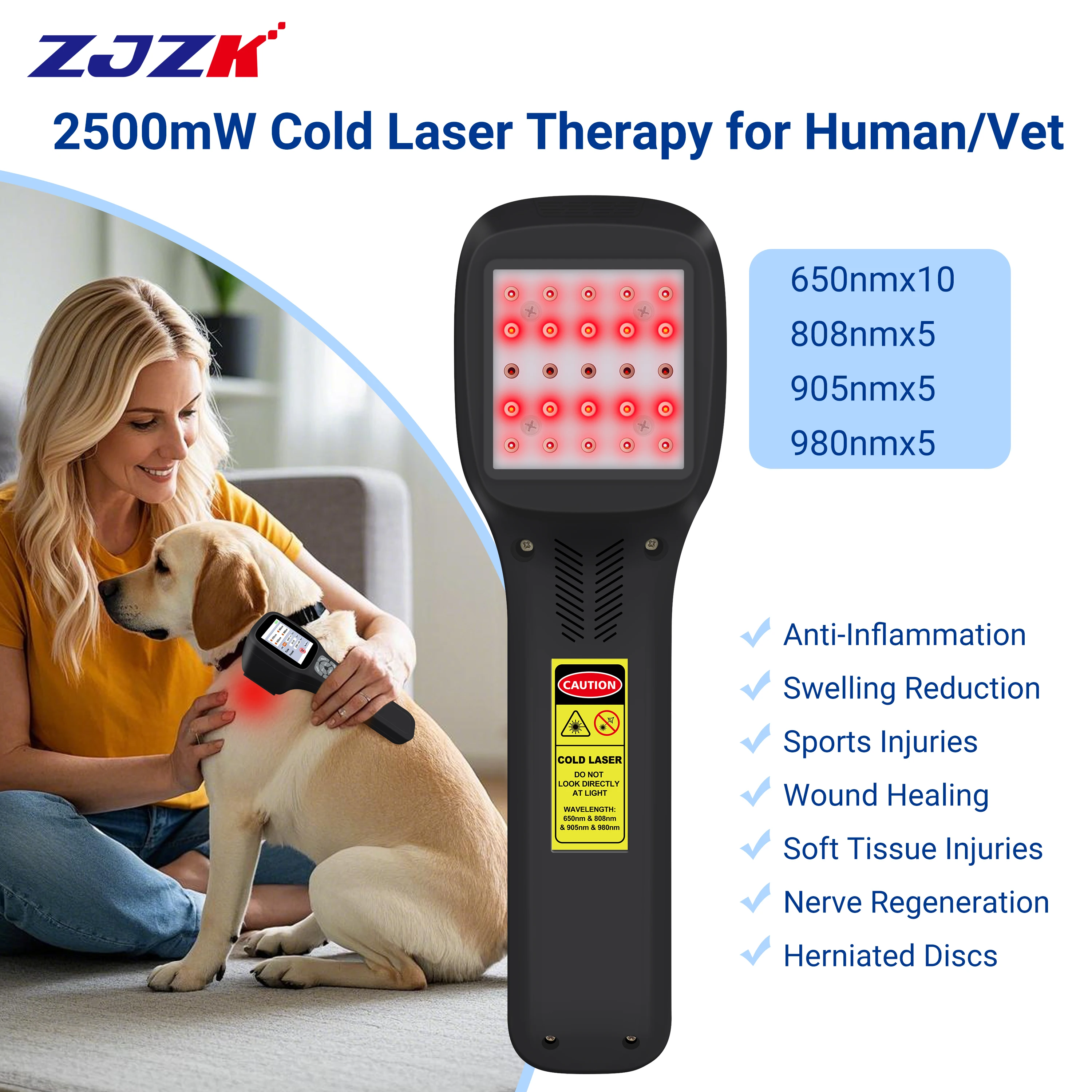 

Red Near Infrared Light Therapy Device 2500mW 650/808/905/980nm Cold Laser for Inflammation Knee Pain Relief Home Physiotherapy