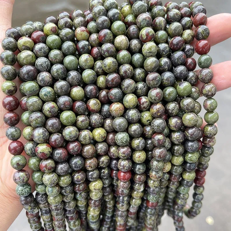 Natural Stone Beads Dragon Blood Stones Round Loose Beads 4 6 8 10 12mm Pick Size For Jewelry Making DIY Bracelet Accessories