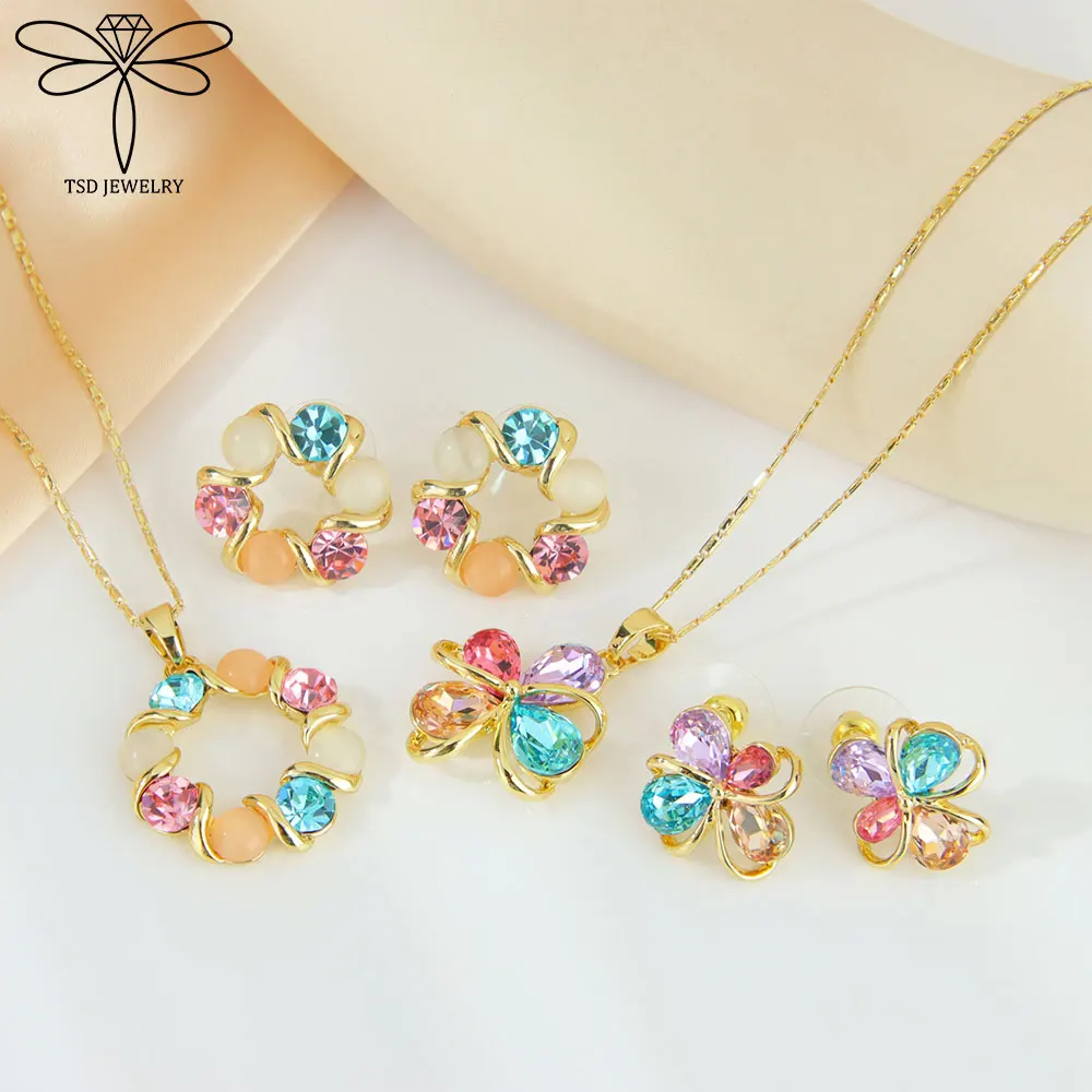 

Boho Luxury Shiny Glass Crystal Necklace Earrings for Women Irregular Exquiste Charm Prom Party Valentine's Day Jewelry Gifts