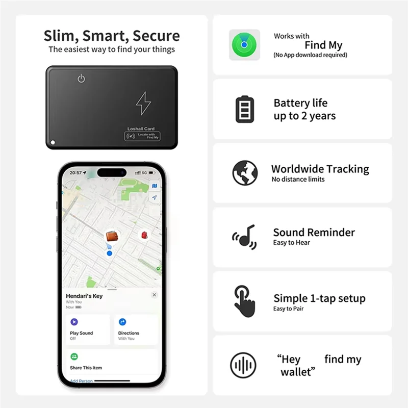 Wireless Smart Tag Card For Find My APP Kid/Pet Finder Key/Bike/Wallet Bluetooth Ultra-Thin GPS Tracker-A22R
