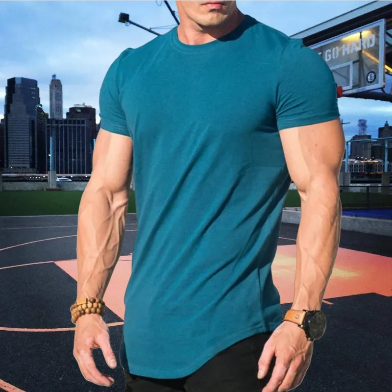 Muscle Fitness T-shirt Summer Men's T-shirts Workout short sleeve Tees Running cotton t-shirts Men Gym Sport Training Tops image 4