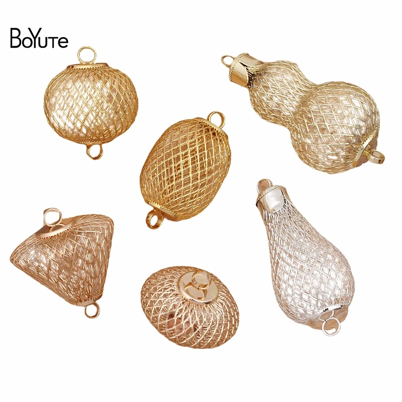 BoYuTe-Colgante de bola de linterna de malla hueca de alambre de hierro de Metal, materiales hechos a mano, accesorios de joyería Diy, novedad, 20 piezas por lote