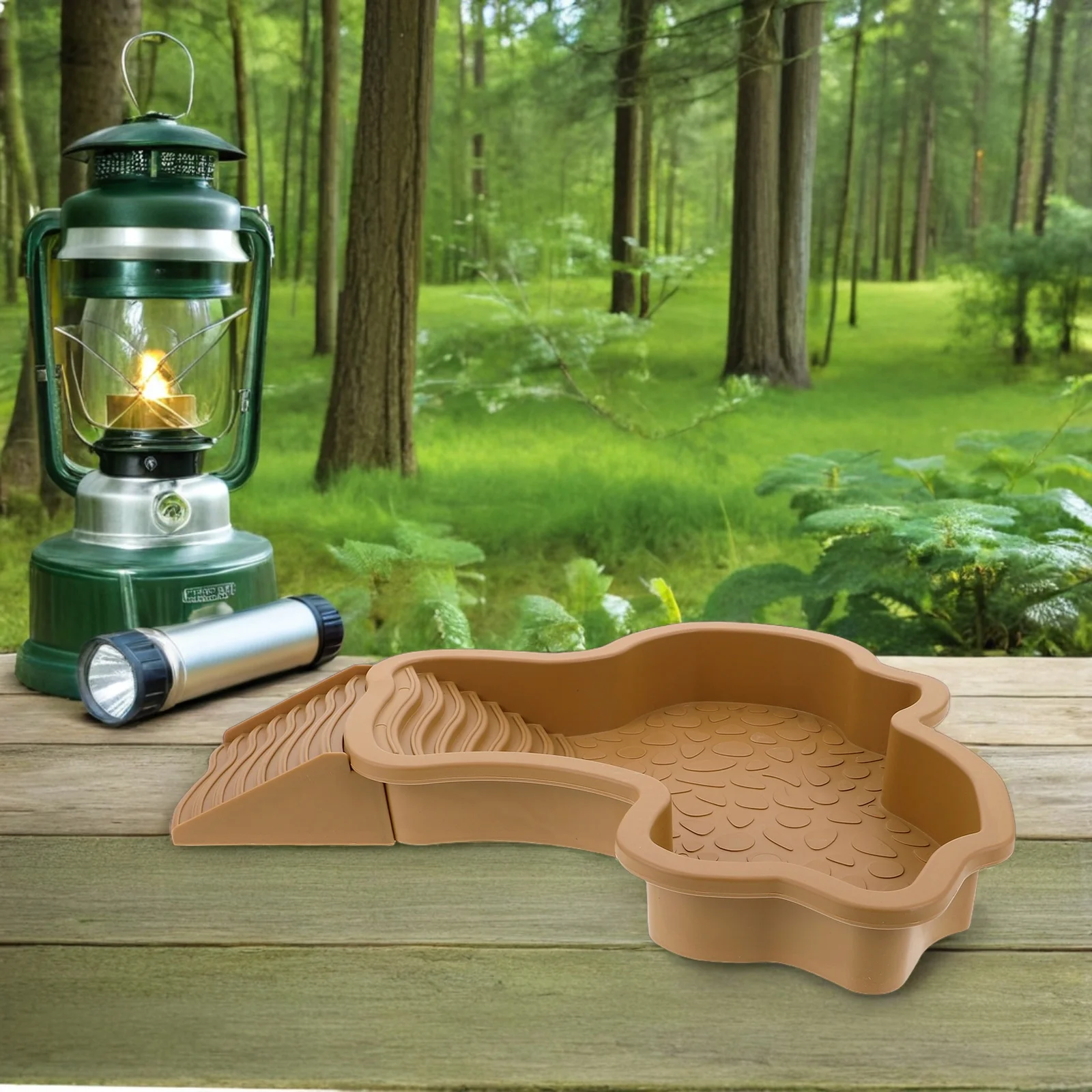 

Plastic Reptile Bathing Pool Large Tortoise Water Dish Non-Slip Ramp Turtle Basking Platform Multifunctional Turtle Habitat