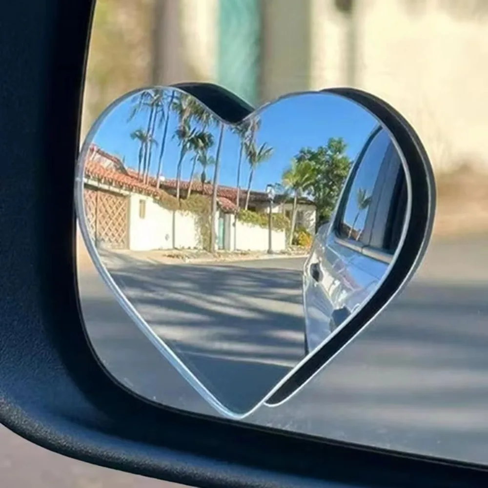 

1pair Heart Shape Side View Mirror Auxiliary Mirror Waterproof Blind Spots Mirrors Expanded Vision Rearview Mirror Car Accessory