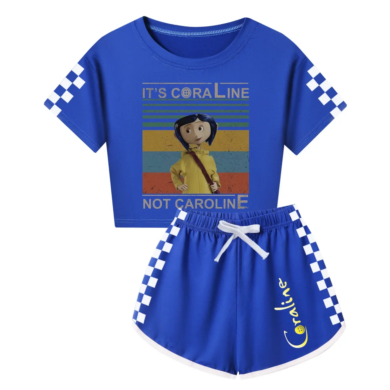 Kids fashion Cartoon Clothes Coraline Summer midriff-baring Short T-shirt Tracksuit For Boys Sport Suits For Kids Clothes 3062