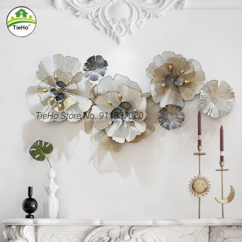 European 3D Stereo Flower Wall Decoration, Home Living Room Decor, Sofa Background, Murals, Wrought Iron, Large Sticker Craft