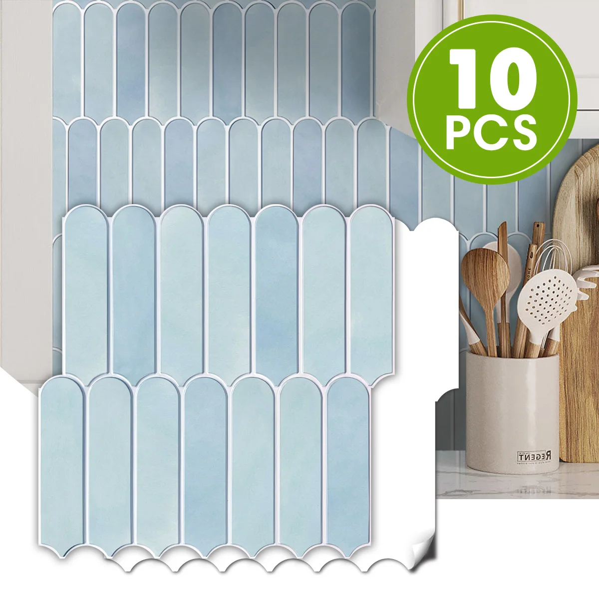 

Commomy 10 Pcs Matte Fish Scale Peel and Stick Tiles, Bathroom Wall Stickers, 12x12 Kitchen Tile Stickers Waterproof, Wall Decor