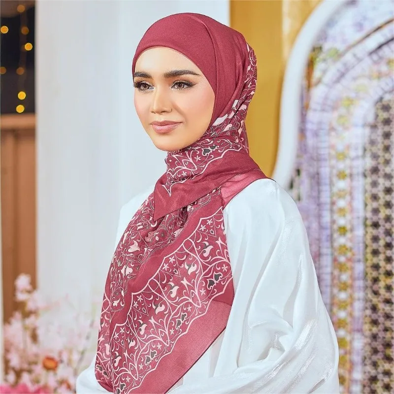 New Malaysia Tencel Cotton Square Scarf Pattern Headscarf Middle East Malaysia Comfortable Wrap Scarf