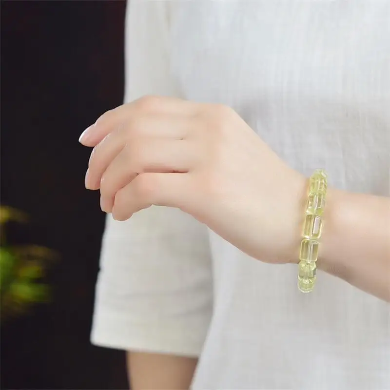 Natural Brazilian Bucket Bead Bracelet Handmade Stretch Rope Luxury Jewelry Energy Healing Gift 1PCS 9X12MM