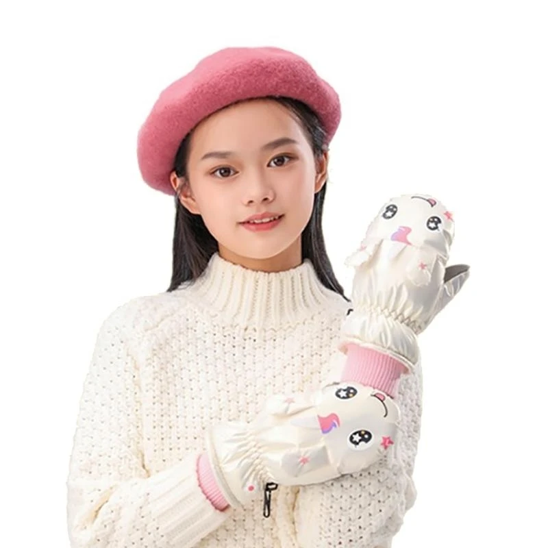 

J15U Cartoon Gloves Kids Winter Warm Gloves Fleece Lined Gloves for Outdoor Activity