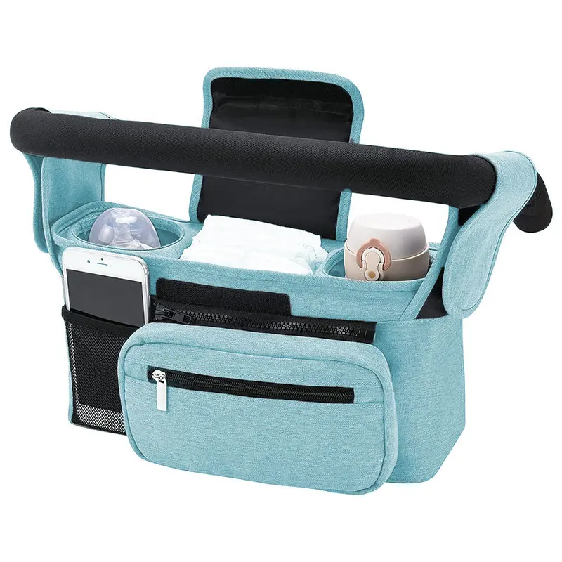 Hot Selling Baby stroller portable hanging bag insulated cup holder removable adjustable storage bag