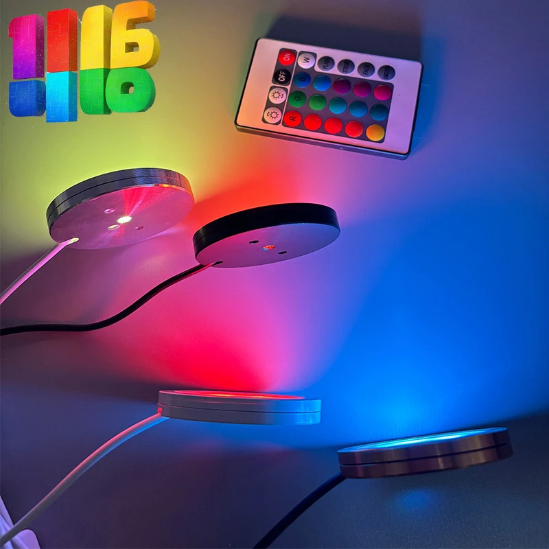 ไฟสปอตไลท์ RGB USB 5V 3W บางเฉียบ 8 มม. ชุดไฟตู้หลากสี พร้อมรีโมทคอนโทรล ไฟ LED DIY โคมไฟเพดานแบบเรียบง่าย