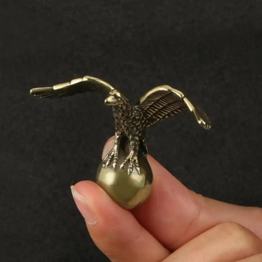 Home Decoration Crafts Antique Copper Eagle Statue Small Ornaments Vintage Brass Animal Figurines Crafts Desk Accessories Gifts