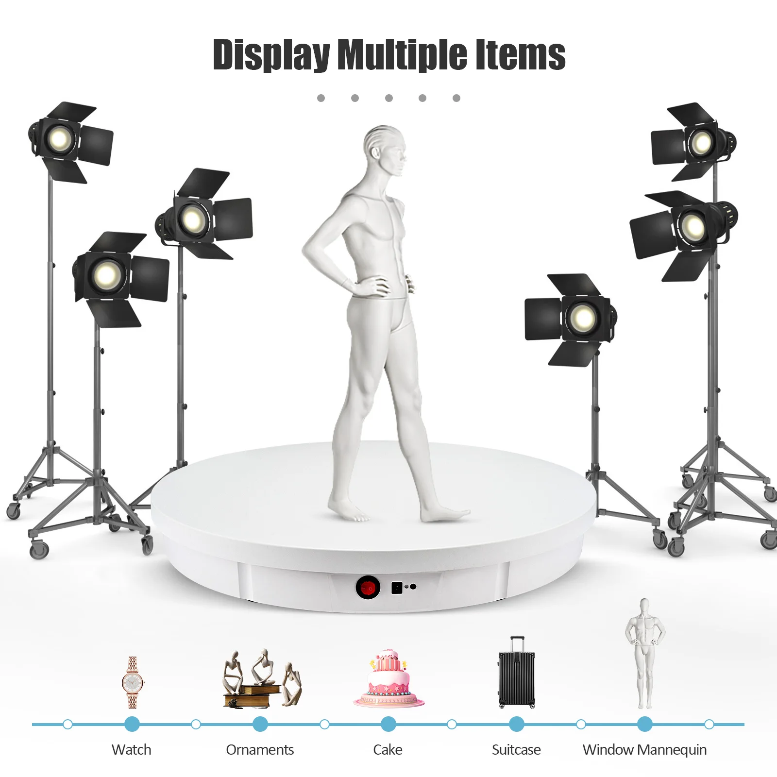 Imagem -05 - Elétrico Rotativo Visualizer 360 ° Turntable Regulamento Display Stand Vídeo Shooting Prop Sapatos Jóias 52cm