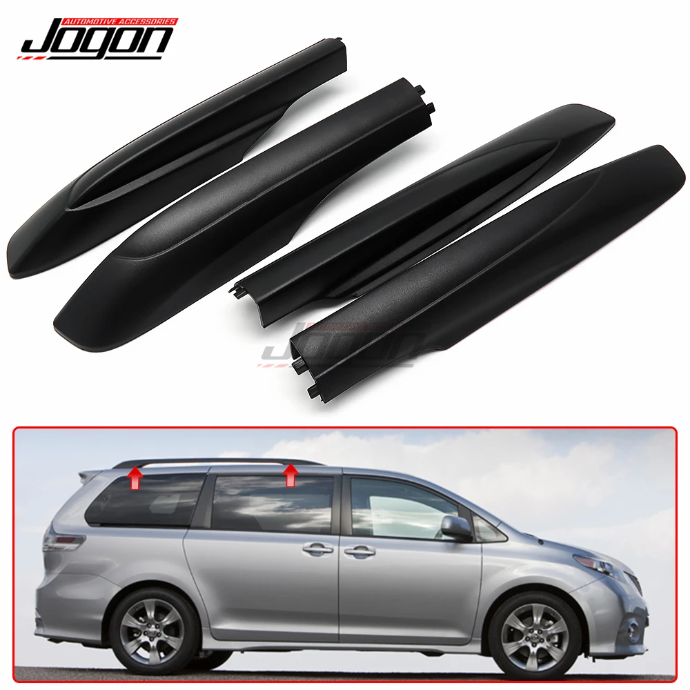 Replacement 4Pcs/set For Toyota Sienna 2011 2012-2020 Black Roof Rack Bar Rail End Shell Cover Trim Car Accessories Protection