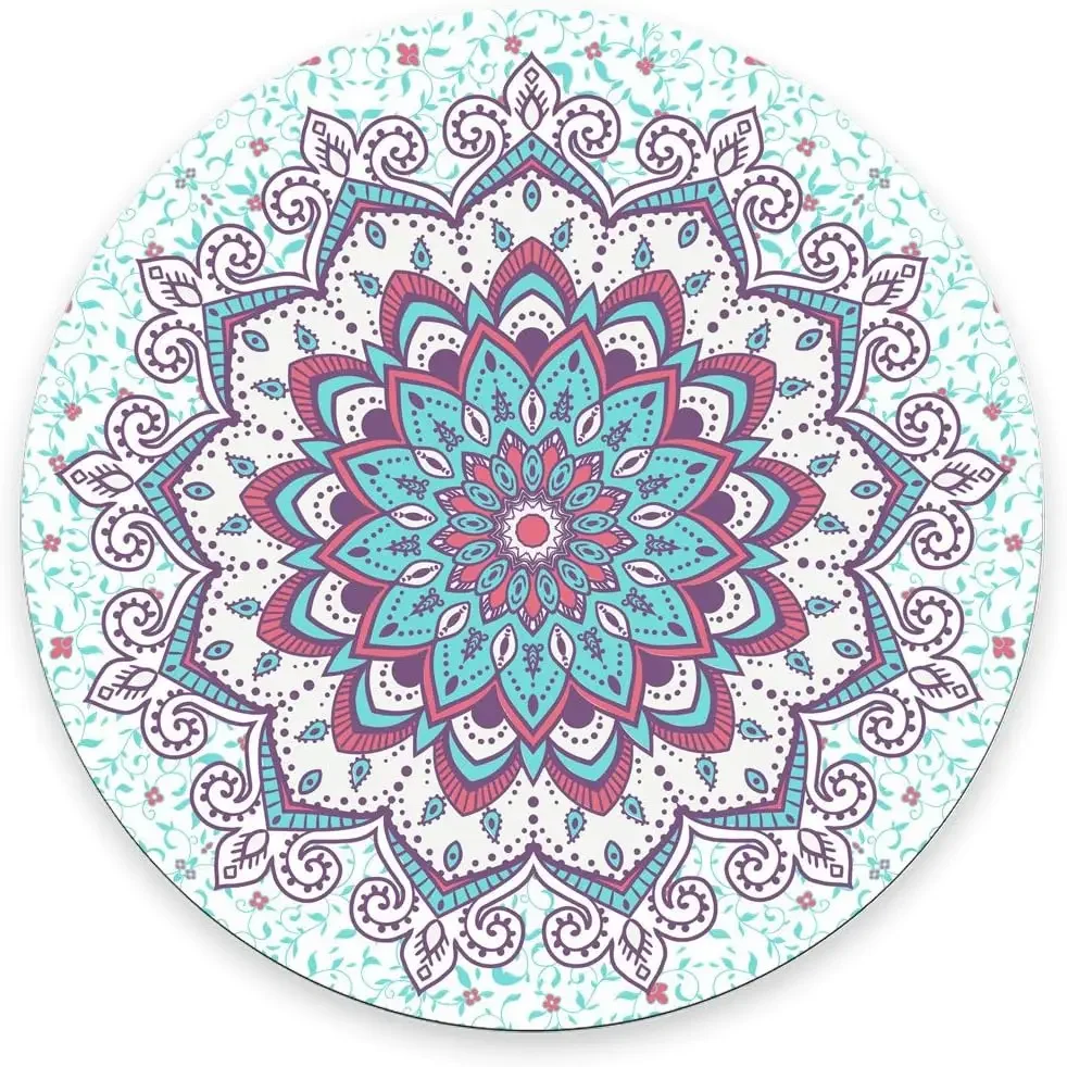 Mouse Pad Abstract Round Islamic Style Pattern Ornament Circle Mandala Pattern Round Non-Slip Rubber Mouse Pad Mousepad Mat