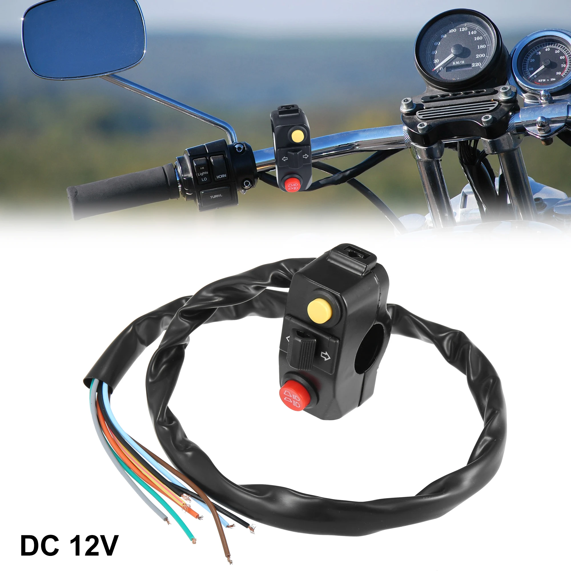 

Motoforti DC 12V 22mm Motorcycle Handlebar Switch Assembly with Horn Indicator High Low Beam Light Bike Scooter Switch