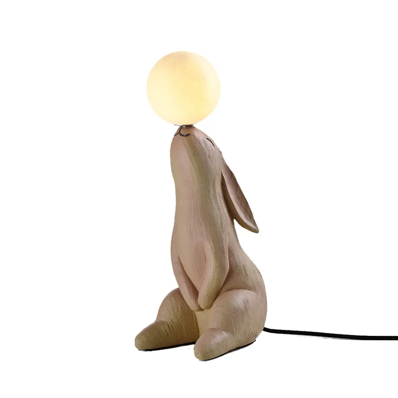 الراتنج الطبيعي أرنب لمبة مكتب لغرفة المعيشة ديكور المنزل مع G9 الاكريليك الكرة عاكس الضوء الإبداعية عنبر الشهير الجدول مصباح
