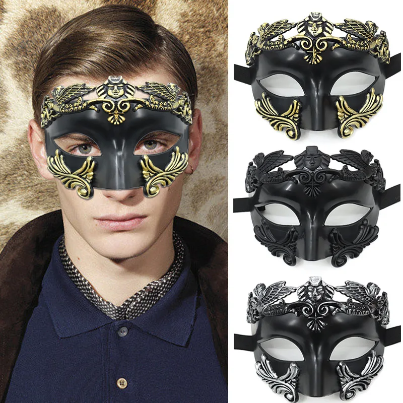 Greece Venice Vintage Samurai Knight Mask Halloween Masquerade Party Roman Samurai Half Face Mask Egyptian Men Ancient
