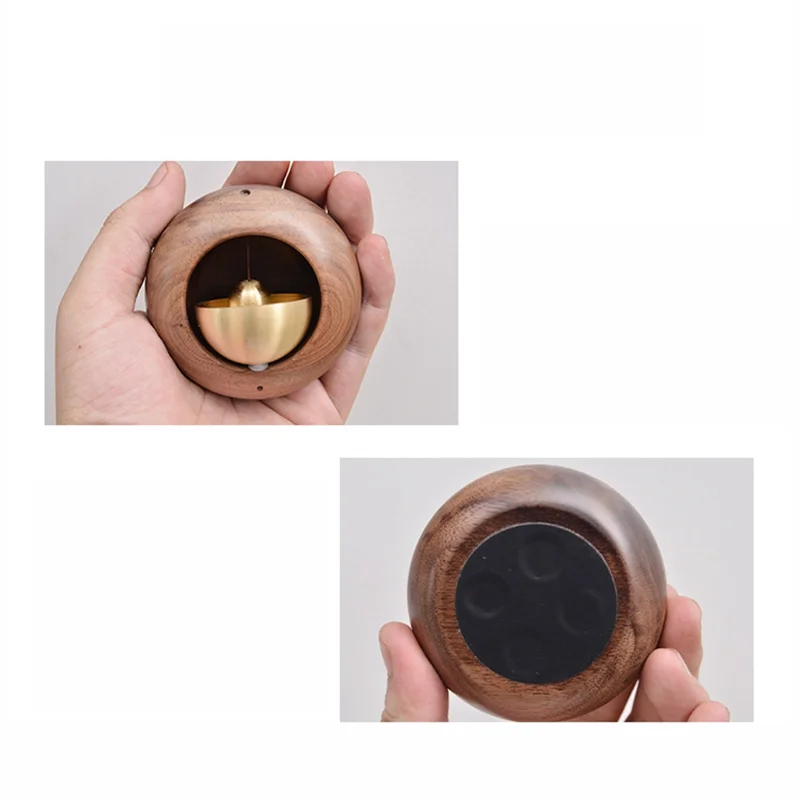 Japanese Style Dopamine Bells Small Round Egg Suction Door Type Entry Doorbell Magnet Hanging Wind Chime Black Walnut