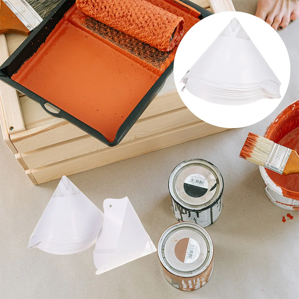 

50 Pcs Filter Automobile Oil Strainer Paint Disposable Funnel Automotive with Cover Cone Mesh for
