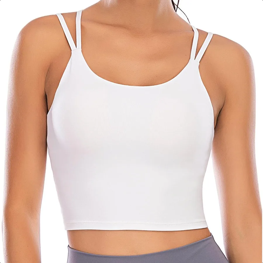 

Womens Padded Sports Bra Fitn Workout Running Camisole Crop Top with Built in Bra
