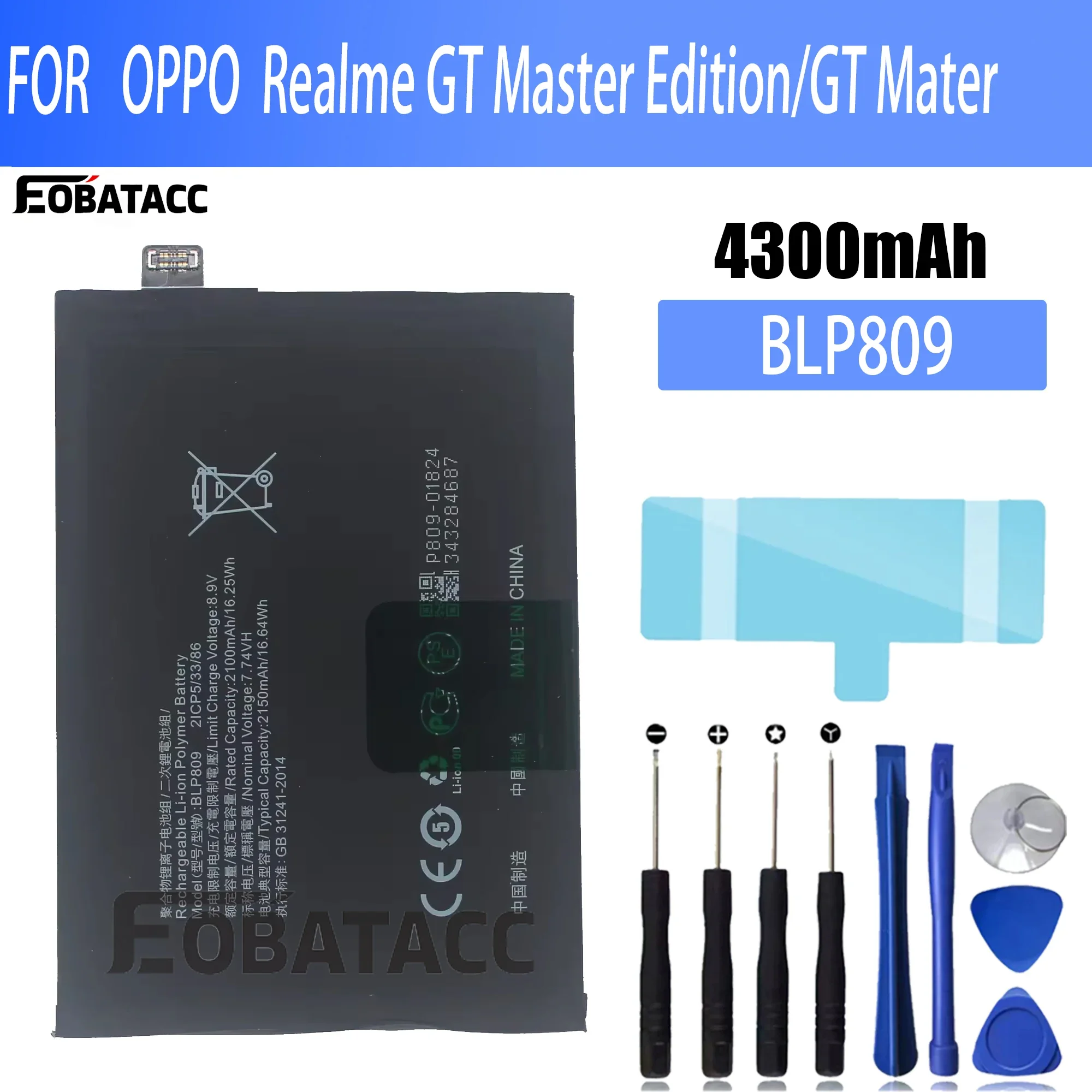 100% New Original Battery BLP809  For OPPO Realme GT Master Edition/GT Mater  Battery + Free Tools