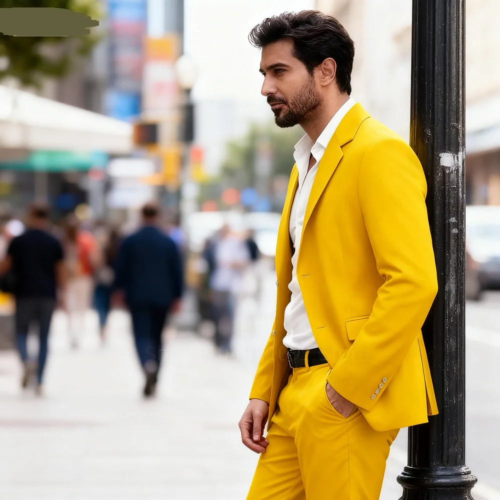 

High Quality Slim Fit Men's Tuxedo Suit Set Notch Lapel Business Blazer with Pants 2-Piece Wedding Party Evening Clothes