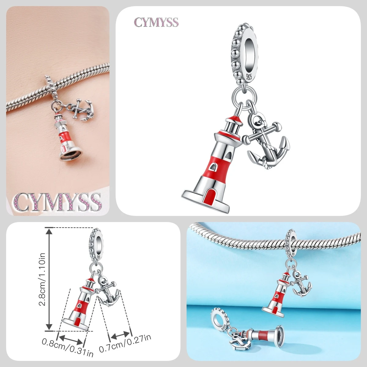 Blauer Charm, 925er Sterlingsilber, Ozeanperlen, Betta-Fisch-Anhänger, Geburtstagsfeier, Geschenk für Frauen, Armband, Halskette, DIY-Perlen, Schmuck – Detail 9