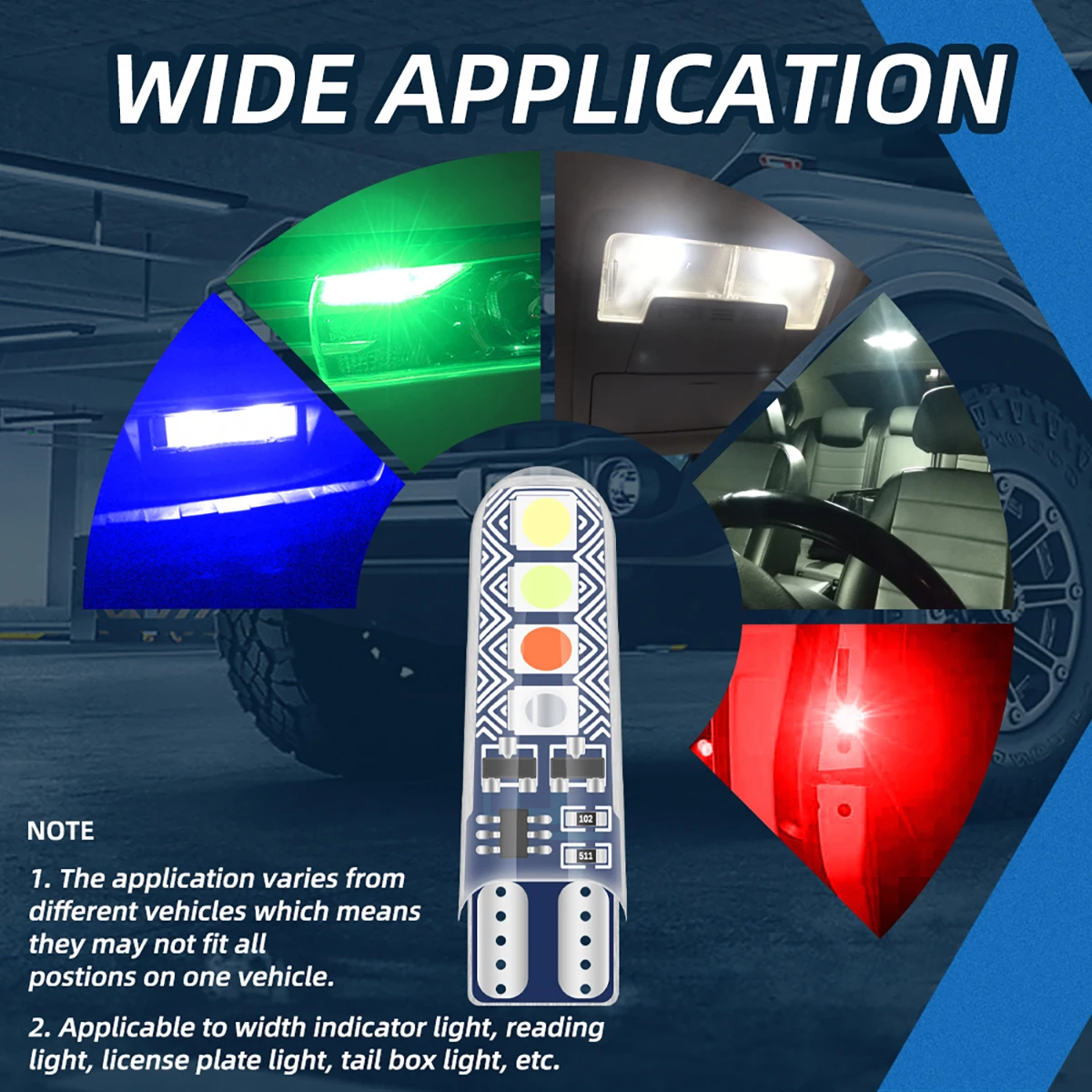 10x T10 W5W RGB LED Strobe Light 3030 Smd 8 LED Car Interior Lighting Reading Bulb Auto Wedge Clearance Light License Plate Lamp