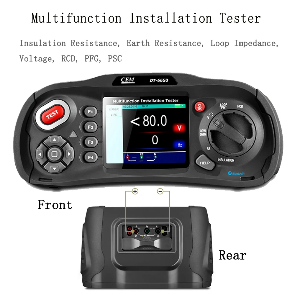 Professional Multifunction Installation Tester for Fast High Current Loop Test, Power Analyzer, RCD, Voltage, Earth Resistance