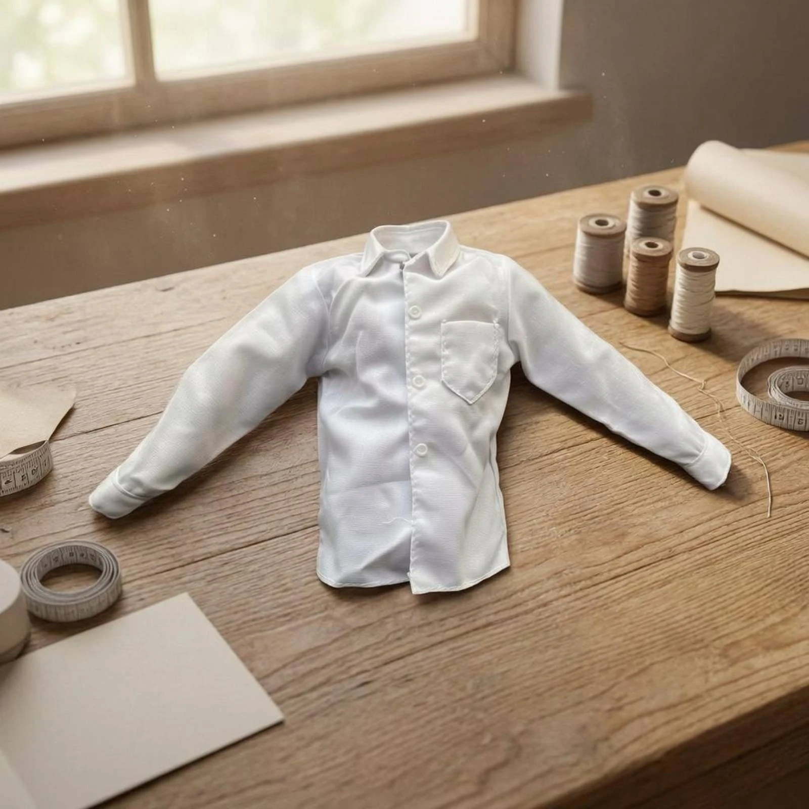 1/6 Scale Doll Shirt Woven Material Collared Button-up Doll Shirt Toy Clothing Plain Design Cloth Material