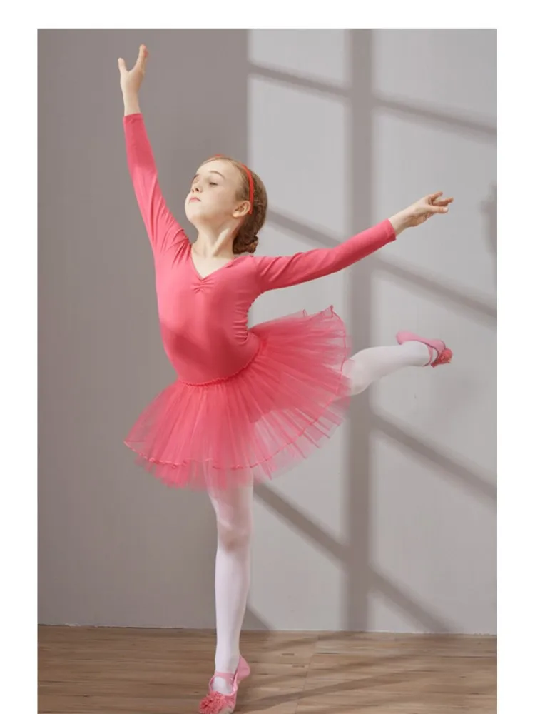 Vestidos de Ballet de manga corta para niña, ropa de bailarina para niños