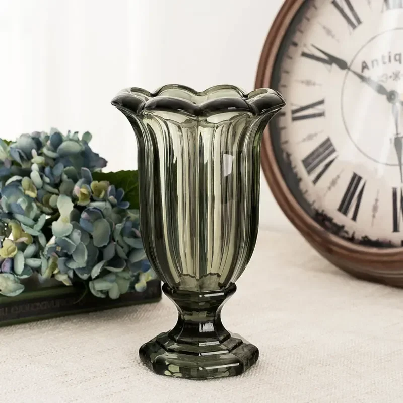 

Black Vintage Decorative Large Floor Flower Vase With Base Minimalist Pots Plants Glass Bottl Vasos Para Plantas Terrarium