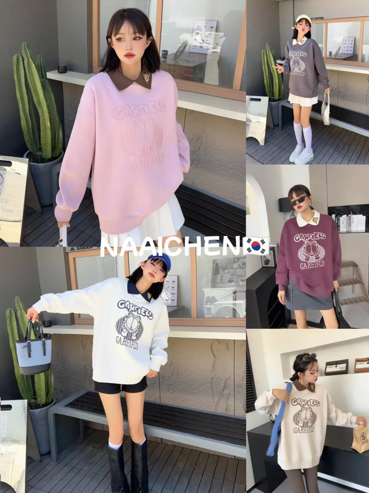    Neck Sweatshirt Women's Trendy Lazy Style Loose Fit Autumn Winter Cotton Long Sleeve Commute Style Top