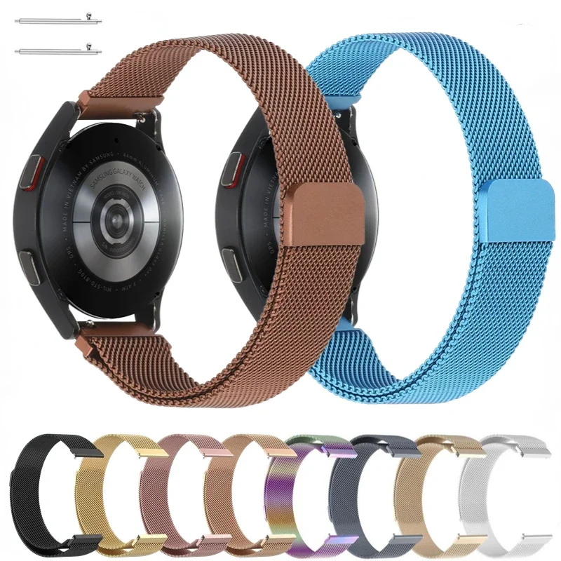 22mm 20mm Metal strap For Samsung Galaxy watch 6 5 4 Classic Milanese Magnetic Adjustable Band For Huawei watch 4 GT2/3 Pro 46mm