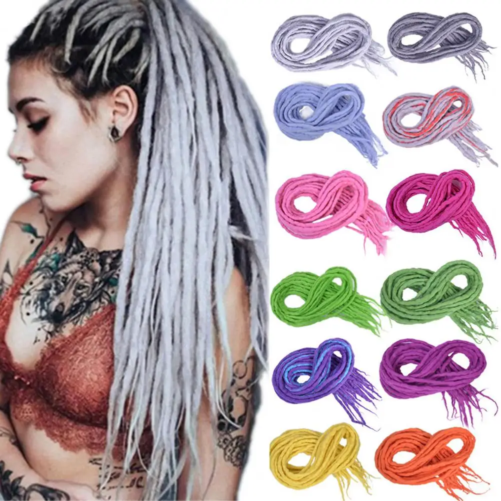 

10Pcs/Bag 22 Inches Wool Felt Dreadlock Handmade DIY Hip-hop Hair Accessories Soft Multi-colors Synthetic Crochet Braid Hair