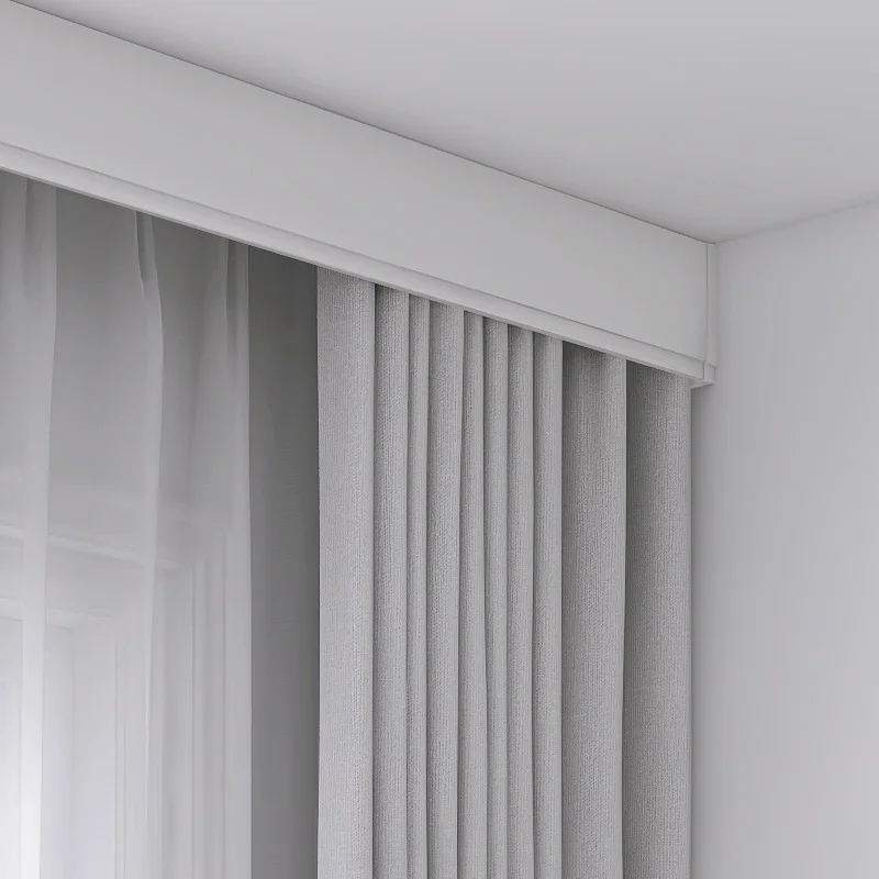 

ZSHINE-Modern Double Curtain Box with 2 Tracks, Ceiling/Wall Mount Pelmet for Living Room Bedroom Custom Length