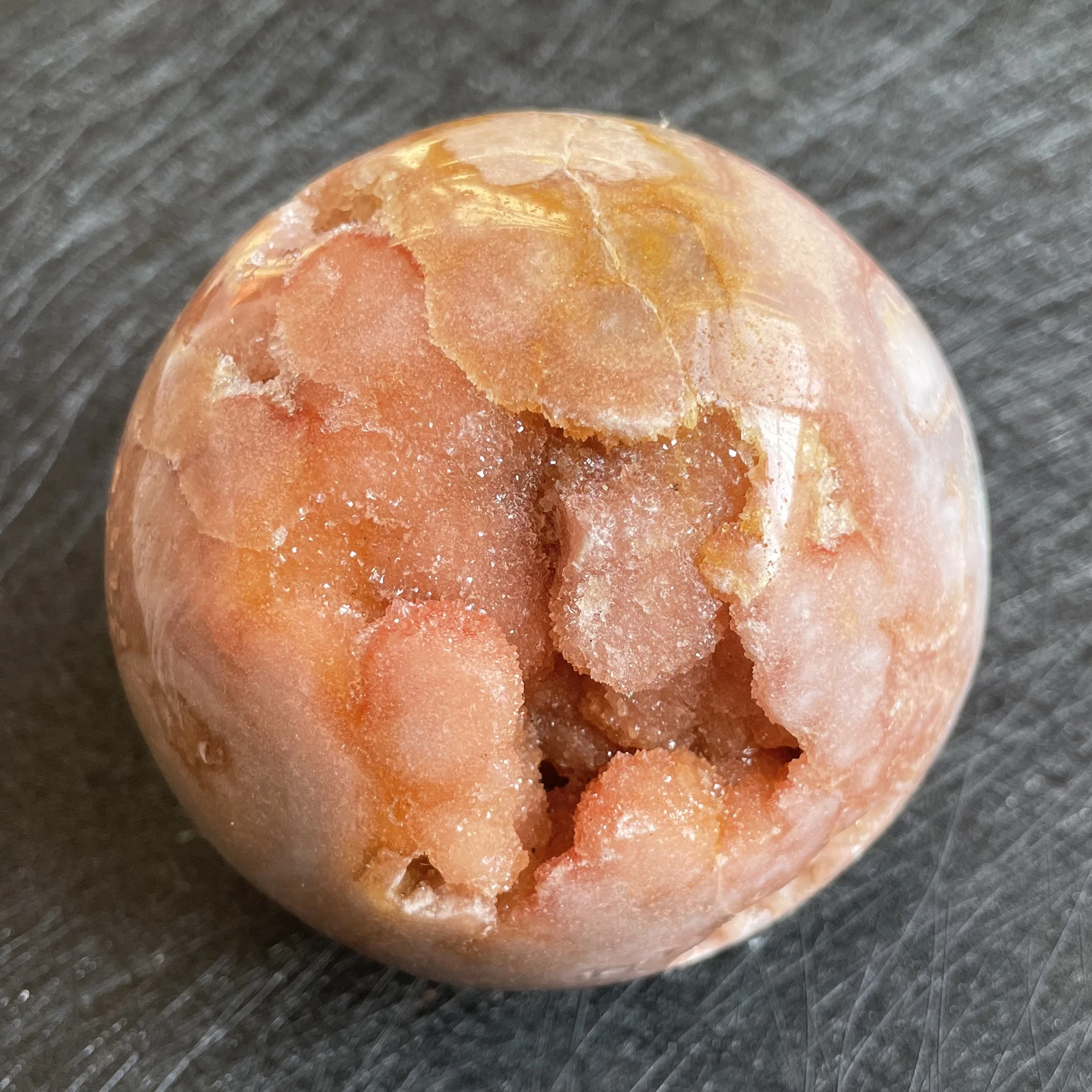 850g Natural Amethyst Cluster Pink Sakura Agate Sphere Open Tooth Ball Decoration Polished Quartz Sphere Reiki Healing
