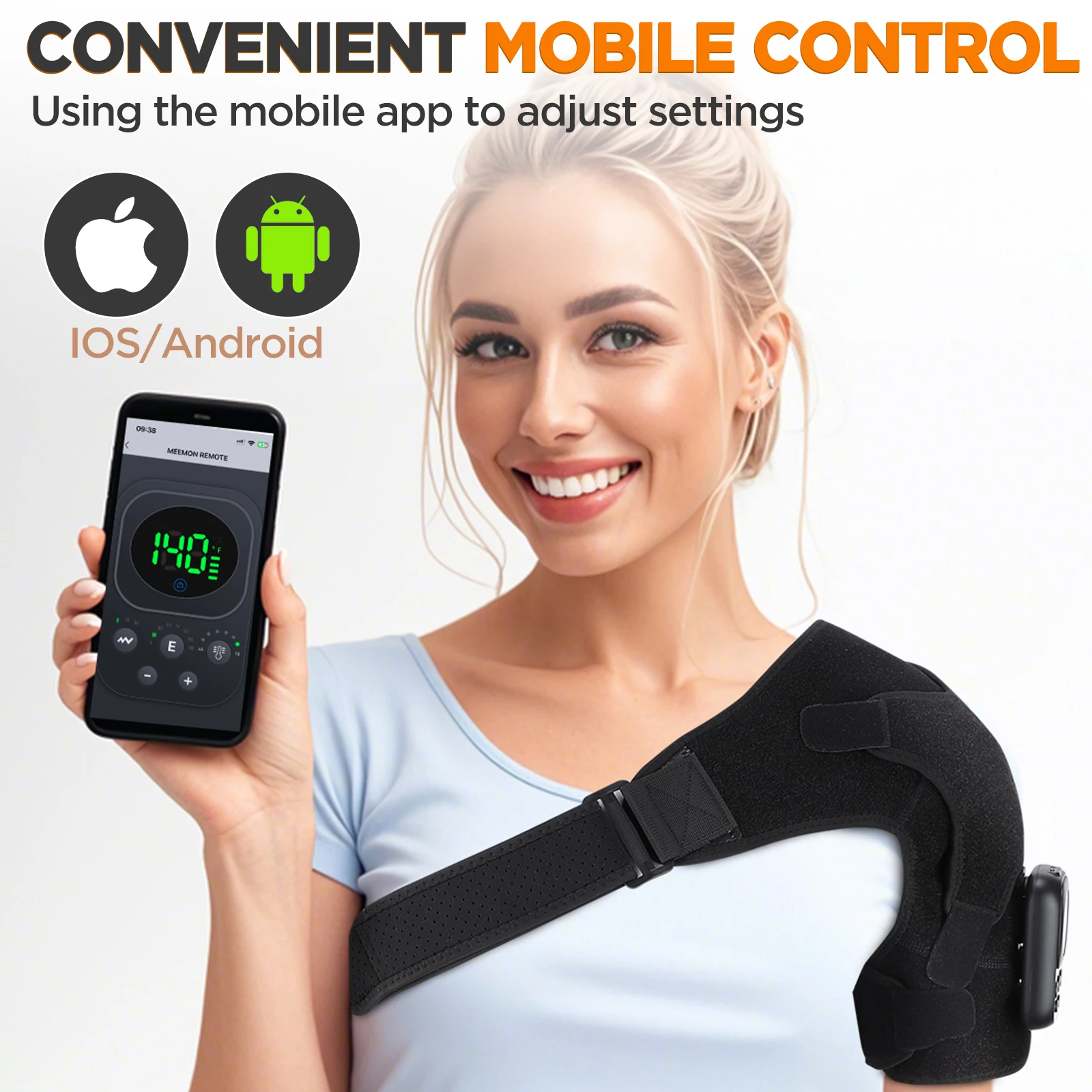 APP Control Unisex Wireless Heating Shoulder Brace Belt Adjustable 3-Speed Vibration Massage Support Wrap view 5