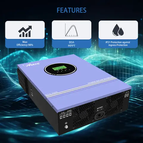 Anern 6200W 4200W 3000W 1600W 1500W 1000W Hybrid Solar Inverter MPPT 120A 80A Pure Sine Wave 48V 24V 12V Inverter for 220V