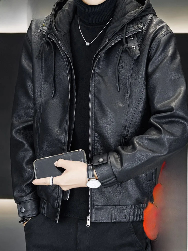 

TUCANO Brand Genuine eepskin Leather Jaet Men's Warmth Outerwear Coat Stand Fit Long Sve Zipper Closure Windproof