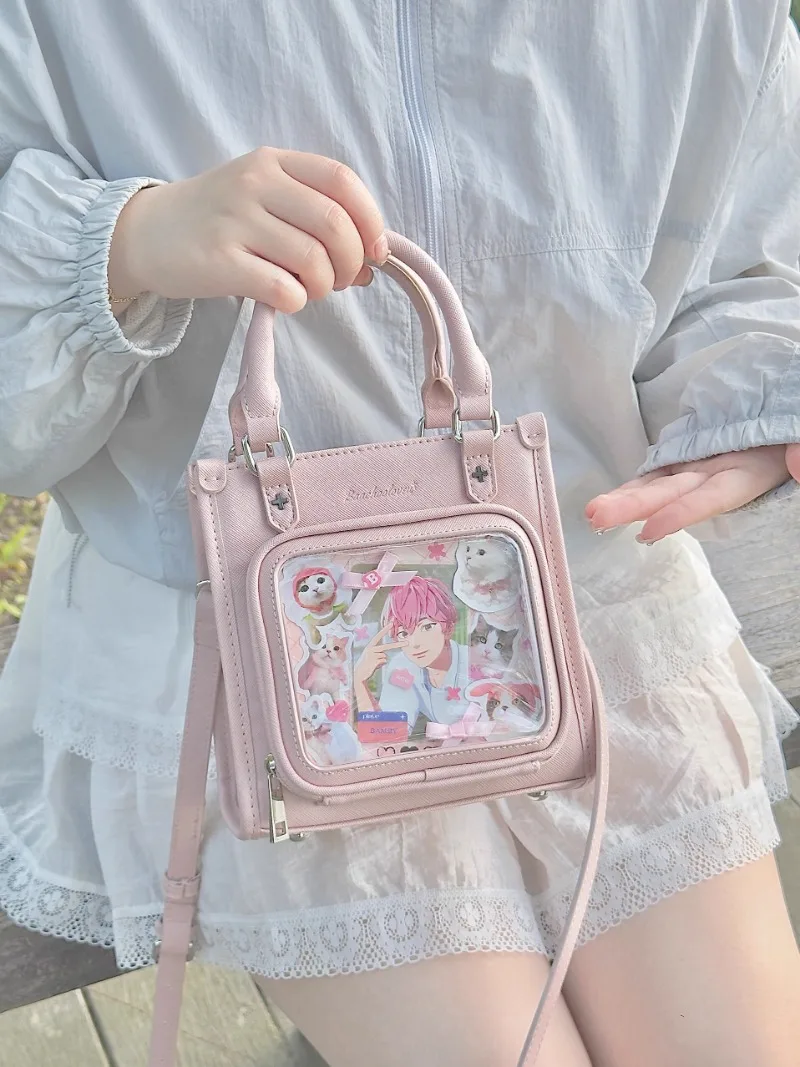 Japanese Cute Ita Bag All Match Transparent Crossbody Bags Women Sweet Solid Candy Color Dispaly Shoulder Bag Bolsas Mujer