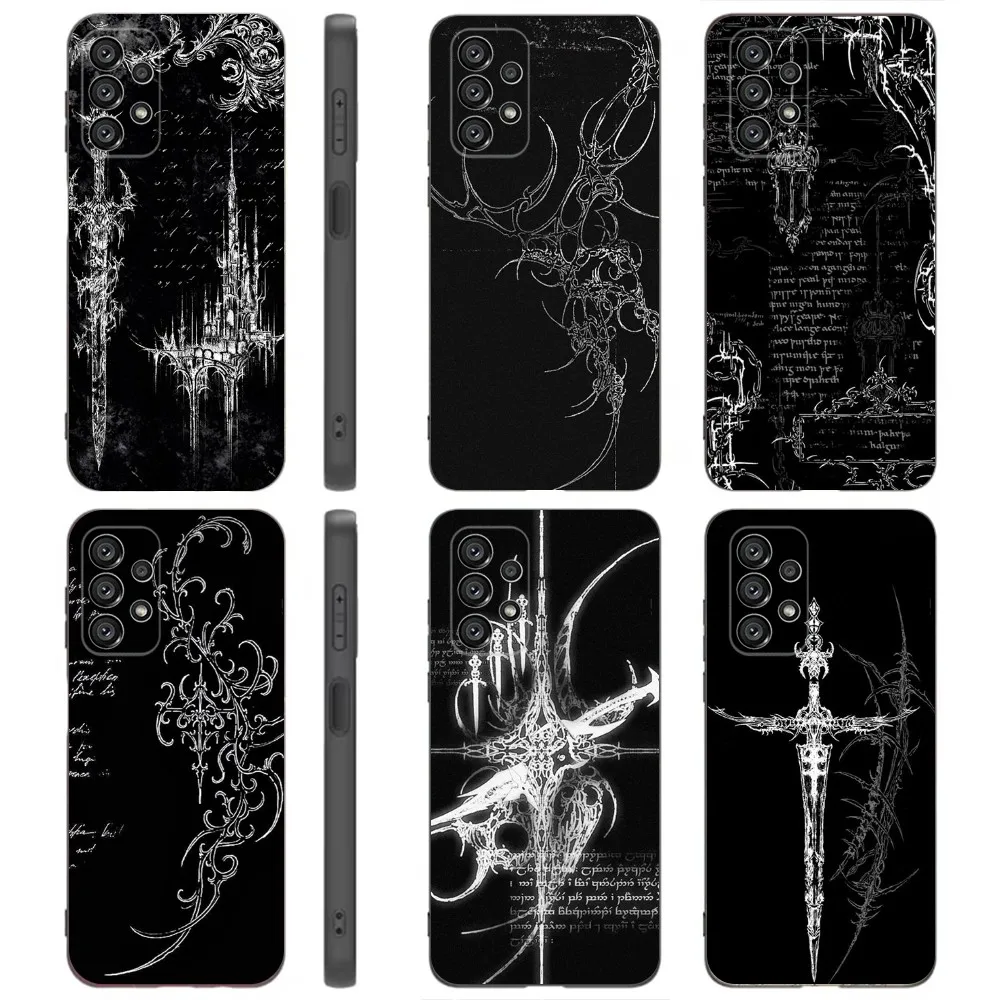 Cyber Sigil Cross  Phone Case For Samsung Galaxy A91,A80,A73,A72 ,A71,A53A52,A32 ,A31A22,A21s,A20,Black Cover