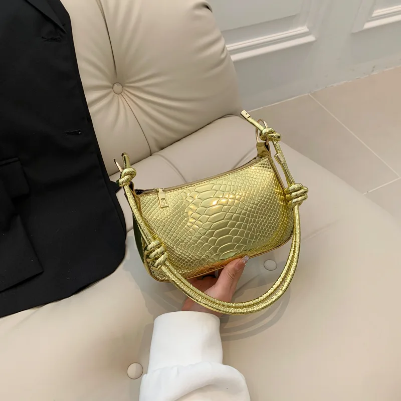 2023 New Fashion Women\'s Bag Crocodile Pattern Handbag One Shoulder Commuter Underarm Bag Colorful Female Bag